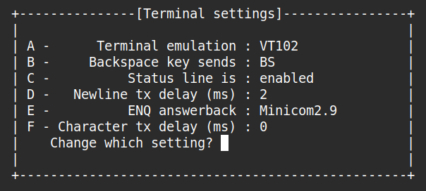 minicom-terminal-settings